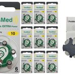 YesMed Extra Power 10 Numara İşitme Cihazı Pili (10 Paket x 6 Adet = 60 Adet Pil) + HEDİYE YesMed ProWax Filtre