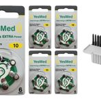 YesMed Extra Power 10 Numara İşitme Cihazı Pili (5 Paket x 6 Adet = 30 Adet Pil) + HEDİYE İşitme Cihazı Filtresi Gri Paket