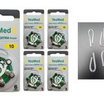 Yesmed Extra Power 10 Numara Işitme Cihazı Pili (5 Paket x 6 Adet = 30 Adet Pil) + Hediye Işitme Cihazı Hortumu (4 Adet, Orta-Standart Olan Kıvrılmış Hortum), Yesmed