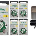 YesMed Extra Power 10 Numara İşitme Cihazı Pili (5 Paket x 6 Adet = 30 Adet Pil) + HEDİYE YesMed WaxStop Filtre