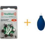 YesMed Extra Power 13 Numara İşitme Cihazı Pili (1 Paket = 6 Adet Pil) + HEDİYE İşitme Cihazı El Pompası-Puar
