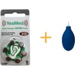 YesMed Extra Power 312 Numara İşitme Cihazı Pili (1 Paket = 6 Adet Pil) + HEDİYE İşitme Cihazı El Pompası-Puar