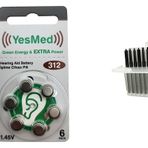 YesMed Extra Power 312 Numara İşitme Cihazı Pili (1 Paket = 6 Adet Pil + HEDİYE İşitme Cihazı Filtresi Şeffaf Paket