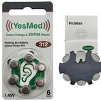 YesMed Extra Power 312 Numara İşitme Cihazı Pili (1 Paket = 6 Adet Pil) + HEDİYE YesMed ProWax Filtre