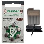 YesMed Extra Power 312 Numara İşitme Cihazı Pili (1 Paket = 6 Adet Pil) + HEDİYE YesMed WaxStop Filtre