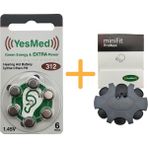 Yesmed Extra Power 312 Numara Işitme Cihazı Pili (1 Paket = 6 Adet Pil ) + Yesmed Minifit Prowax Filtre