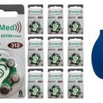 YesMed Extra Power 312 Numara İşitme Cihazı Pili (10 Paket x 6 Adet = 60 Adet Pil) + HEDİYE İşitme Cihazı El Pompası-Puar