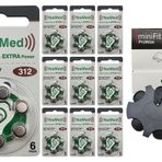 YesMed Extra Power 312 Numara İşitme Cihazı Pili (10 Paket x 6 Adet = 60 Adet Pil) + HEDİYE YesMed miniFit ProWax Filtre
