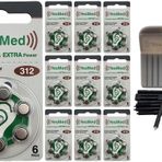 YesMed Extra Power 312 Numara İşitme Cihazı Pili (10 Paket x 6 Adet = 60 Adet Pil) + HEDİYE YesMed WaxStop Filtre