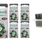 YesMed Extra Power 312 Numara İşitme Cihazı Pili (5 Paket x 6 Adet = 30 Adet Pil + HEDİYE İşitme Cihazı Filtresi Şeffaf Paket