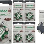 YesMed Extra Power 312 Numara İşitme Cihazı Pili (5 Paket x 6 Adet = 30 Adet Pil) + HEDİYE YesMed ProWax Filtre