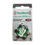 YesMed Extra Power 312 Numara İşitme Cihazı Pili, Kulaklık Pili, Duyma Pili, Kulak Pili, Kulak Cihazı Pili (1 Paket = 6 Adet Pil)