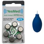 YesMed Extra Power 675 Numara İşitme Cihazı Pili (1 Paket = 6 Adet Pil) + HEDİYE İşitme Cihazı El Pompası-Puar 1 Adet
