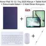 Yesnice Honor Pad 10 12.1 Inç 2025 Uyumlu Standlı Kılıf Dokunmatik Kalem ve Klavye Set - Lacivert