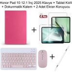Yesnice Honor Pad 10 12.1 Inç 2025 Uyumlu Standlı Kılıf Dokunmatik Kalem ve Klavye Set - Pembe