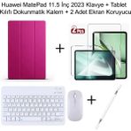 Yesnice Huawei Matepad 11.5 Inç 2023 Uyumlu Standlı Kılıf ve Dokunmatik Kalem ve Klavye ve Mouse - Pembe
