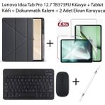 Yesnıce Lenovo Idea Tab Pro 12.7 TB373FU Uyumlu Standlı Kılıf ve Dokunmatik Kalem ve Klavye ve Mouse - Siyah