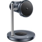 Yesnice Samsung ve Apple Uyumlu Magsafe 25W Kablosuz Şarj Standı / Masaüstü Qi2.2 Hızlı Şarj Watch Stand - GAN GRİ