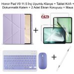 Yesnice Yesnıce Honor Pad V9 11.5 Inç 2025 Uyumlu Standlı Kılıf Dokunmatik Kalem ve Klavye Set - Lila