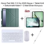 Yesnice Yesnıce Honor Pad X9A 11.5 Inç 2025 Uyumlu Standlı Kılıf Dokunmatik Kalem ve Klavye Set - Koyu Yeşil