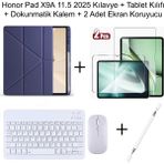 Yesnice Yesnıce Honor Pad X9A 11.5 Inç 2025 Uyumlu Standlı Kılıf Dokunmatik Kalem ve Klavye Set - Lacivert