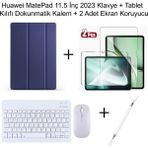 Yesnice Yesnıce Huawei Matepad 11.5 Inç 2023 Uyumlu Standlı Kılıf ve Dokunmatik Kalem ve Klavye ve Mouse - Lacivert