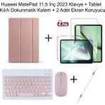 Yesnice Yesnıce Huawei Matepad 11.5 Inç 2023 Uyumlu Standlı Kılıf ve Dokunmatik Kalem ve Klavye ve Mouse - Rose Gold