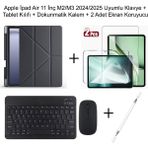 Yesnice Yesnıce iPad Air 11 M2/m3 2024/2025 Uyumlu Standlı Kılıf ve Dokunmatik Kalem ve Klavye ve Mouse - Siyah