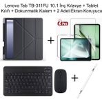 Yesnice Yesnıce Lenovo Tab TB-311FU 10.1 Inç Uyumlu Standlı Kılıf ve Dokunmatik Kalem ve Klavye Set - Siyah