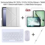 Yesnice Yesnıce Samsung Galaxy S10 Fe / S9 Fe / S9 10.9 Inç Uyumlu Standlı Kılıf ve Dokunmatik Kalem ve Klavye ve Mouse - Gri