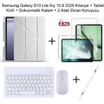 Yesnice Yesnıce Samsung Galaxy S10 Lite 10.9 Inç Uyumlu Standlı Kılıf ve Dokunmatik Kalem ve Klavye ve Mouse - Gri