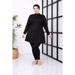 Yessir Battal Tesettür Mayo Takımı 3 Lü Set - 54 - Siyah