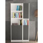 YETİ MOBİLYA Flat85 Kitaplık 4 Kapaklı Kütüphane Çok Amaçlı Dolap Beyaz Antrasit