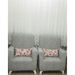 Yetişen Çeyiz Lastikli Koltuk Örtüsü - Yeni Lüks Jakarlı 3-3-1-1 Koltuk Örtüsü Takımı - 80 x 120 cm - Gri