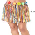 Yetişkin ve Çuk Uyumlu Rengarenk Püsküllü Hawaii Luau Hula Etek 40 cm