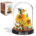 Yetişkinler için Ayçiçeği ve Arılar Yapı Seti, Toz Kapaklı 548 Parça Botanik Koleksiyonu - Güzel Ayçiçeği Bonsai Blokları, Kadınlar ve Kızlar için Düşünceli Sevgililer Günü Hediyesi