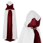 Yetişkinler için Savaşçı Assassin Kostüm Beyaz Red için Hood ile papapanda Cloak Cape (130cm)