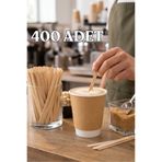 Yetkin Plastik Doğal Bambu/Ahşap/Tahta Karıştırıcı Çay - Kahve Kaşığı Kaşık Tek kullanımlık Karıştırma Çubuğu 400 lü 250'li