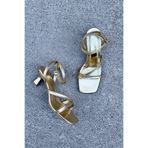 yezy shoes Kadın Gold Altın Kısa Topuklu Ayakkabı Sandalet Abiye Düğün Mezuniyet Ofis Rahat Şık Ayakkabı 5 cm