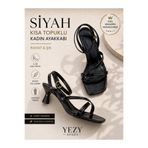 yezy shoes Kadın Siyah Kısa Topuklu Ayakkabı Sandalet Abiye Düğün Mezuniyet Rahat Şık 5 cm