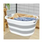 YF Tekstil Ambalaj 38 Litre Katlanabilir Silikon Çamaşır Sepeti Akordiyon Katlanır Sele Yer Kaplamayan Taşınabilir Ergonomik Kulplu Dayanıklı ve Hafif Depolama Sepeti Banyo ve Ev Kullanımı Kirli Sepeti Gri, 38 Litre) - Option-1 - 0 Siyah