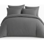 YF Tekstil Ambalaj Çift Kişilik Çizgili Nevresim TAKIMI%100 Pamuk 200X220 - Yumuşak Dokulu Lüks Nevresim Takımı Gri Gri - 001-Renkli - 100 x 100 cm