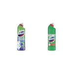 YF Tekstil Ambalaj Domestos Tuvalet Temizleyici Renk Değiştiren Tuvalet Uzmanı Kireç Çözücü 750 ml 1 Adet ve Domestos Yoğun Kıvamlı Çamaşır Suyu Dağ Esintisi 750 ml