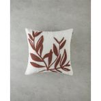YF Tekstil Ambalaj Foglie Nakışlı Kırlent Kılıfı 45X45 cm Ekru - 0 - Siyah - Option-1