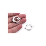 yfhobi 1 Adet- 22 mm Ay Yıldız Desenli Metal Uç, Takı Malzemesi, Rodyum Kaplama (KARARMAZ) 1.KALİTE