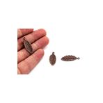yfhobi 3 Adet - 11x29 Mm Yaprak Desenli, Metal Uç, Takı Malzemesi, Bakır Oksit Kaplama, Z85