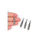 yfhobi 3 Adet - 34 Mm Damla Desenli Metal Uç, Takı Malzemesi, Boyalı Gümüş Kaplama