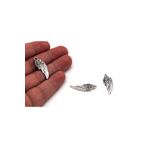 yfhobi 4 Adet - 11x30 Mm Melek Kanadı Desenli, Metal Uç, Takı Malzemesi, Boyalı Gümüş Kaplama, Z86
