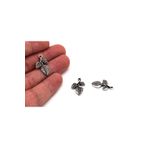 yfhobi 4 Adet - 14x22 Mm Yaprak Desenli, Metal Uç, Takı Malzemesi, Boyalı Gümüş Kaplama, Z84