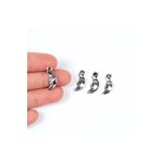 yfhobi 4 Adet - 19 Mm Aydede Desenli Metal Uç, Takı Malzemesi, Boyalı Gümüş Kaplama